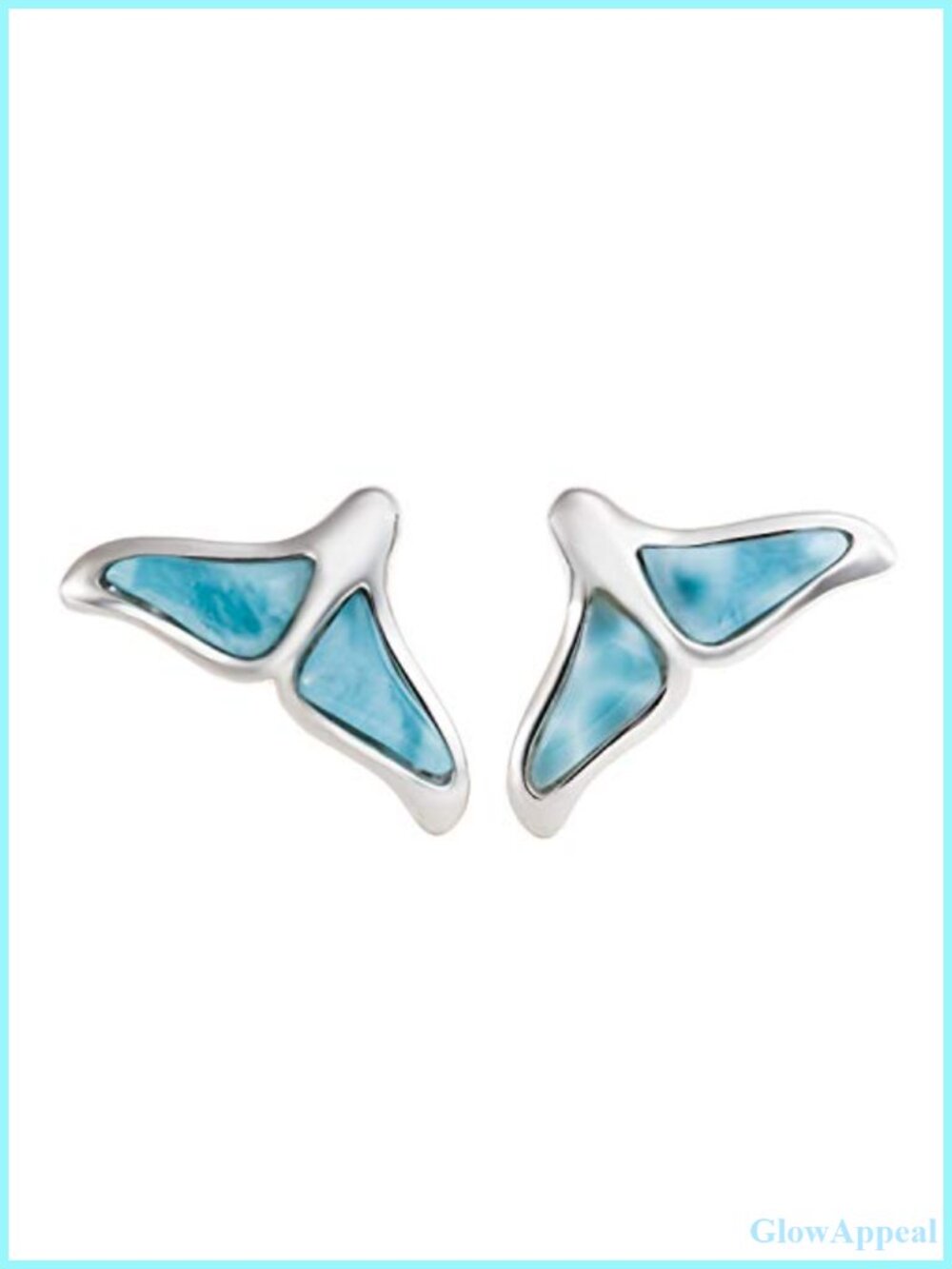 Sterling Silver Larimar Whale Tail Stud Earrings 925 Gemstone